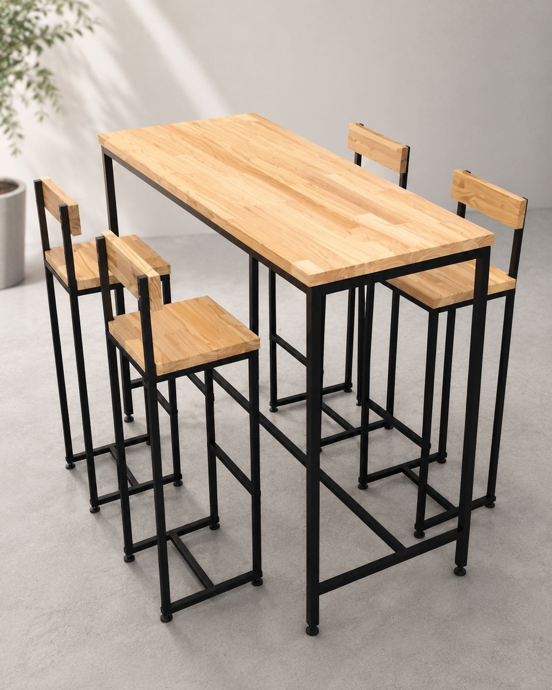 Mesa con butacas artesanal de hierro y madera para quincho o terraza